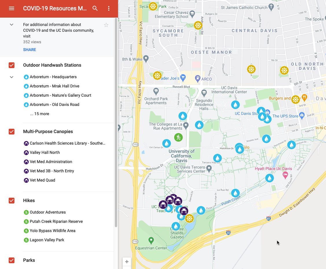 Customized Google Map, for outdoor hand-washing stations, multipurpose canopis and more