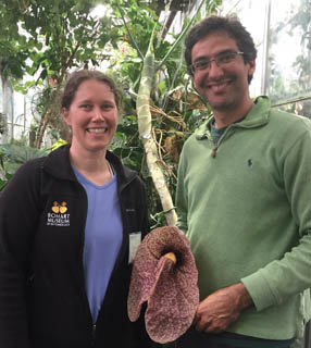 Yang and Sandoval pose inside the plant conservancy