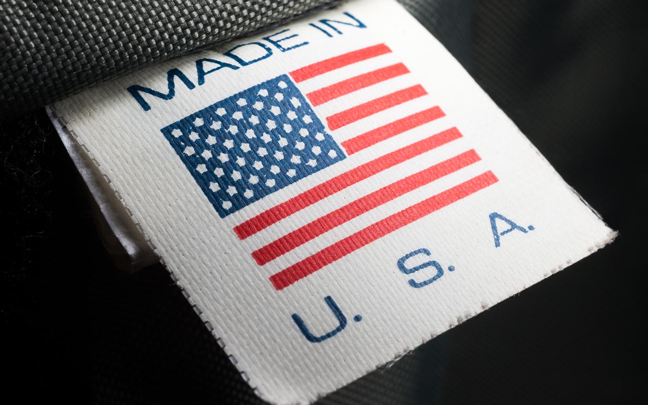 Closeup photo of a clothing label that says Made in USA