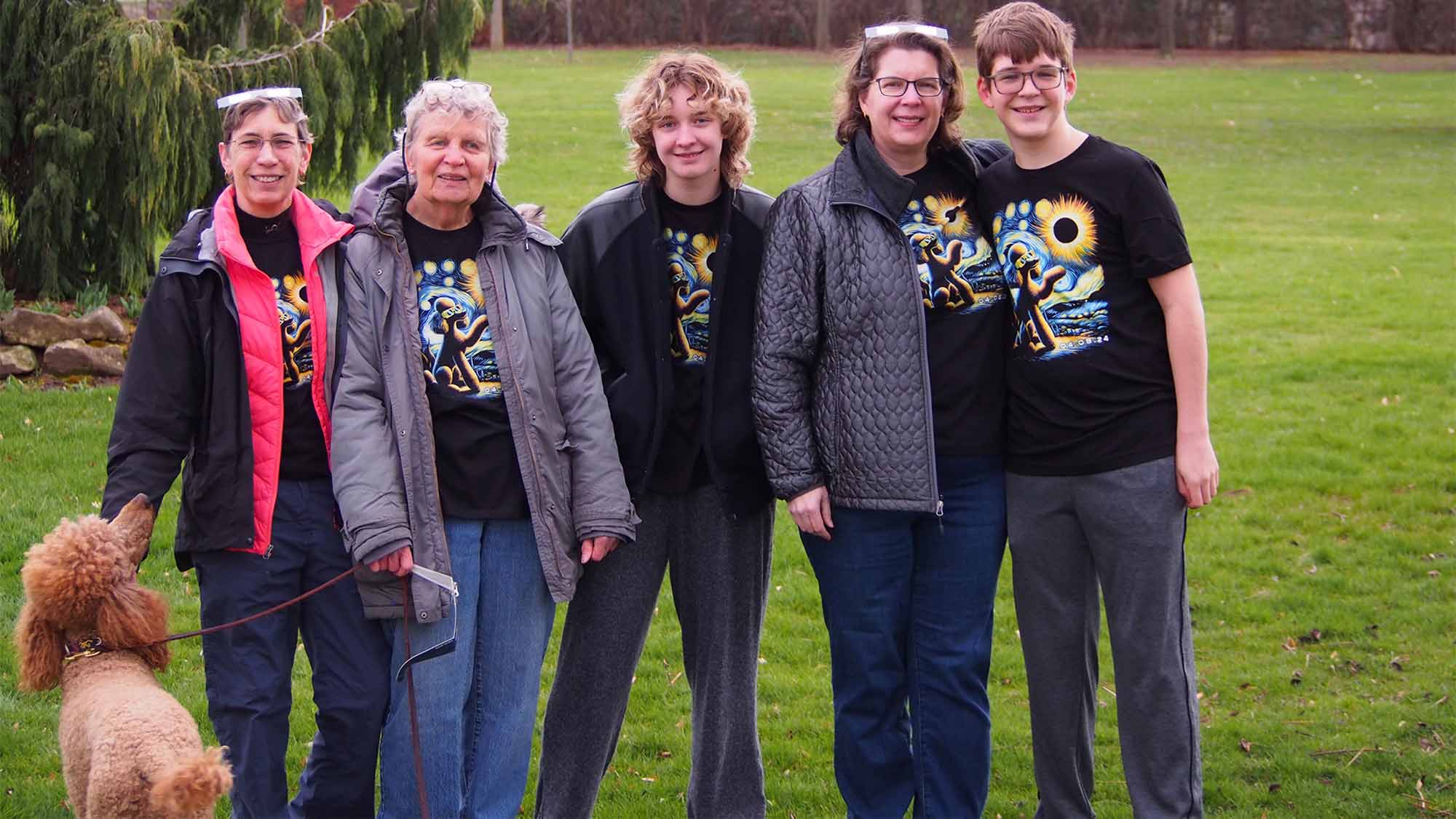 Group poses for photo before eclipse