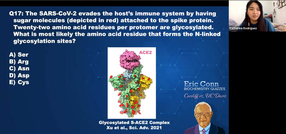 Screenshot shows biochemistry question and figure.