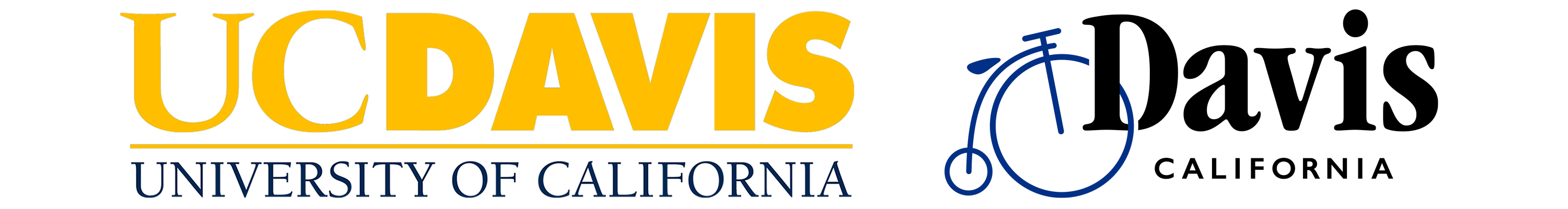 UC Davis wordmark and city of Davis bicycle logo