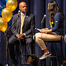 Chancellor Gary S. May is interviewed for a podcast.