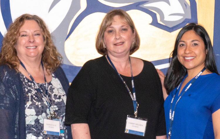 Award winners Ellis, Welden and Molina, with administrators and staff diversity leaders