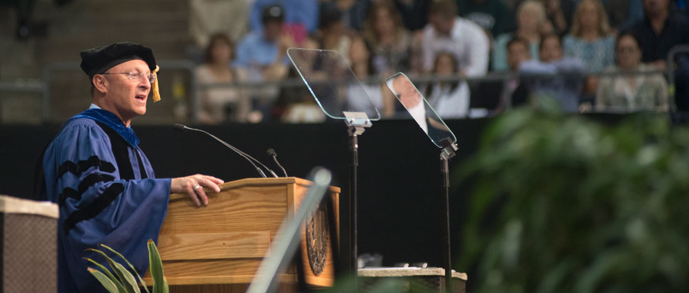 Ralph J. Hexter gives commencement address.