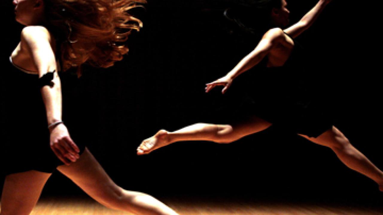Choreographer Toni Alejandria and fellow student Colleen Kamoroff dance in Prisma, one of three works in the Main Stage Dance-Theatre Festival.