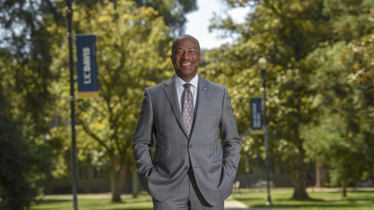 Chancellor Gary S. May, on the Quad.