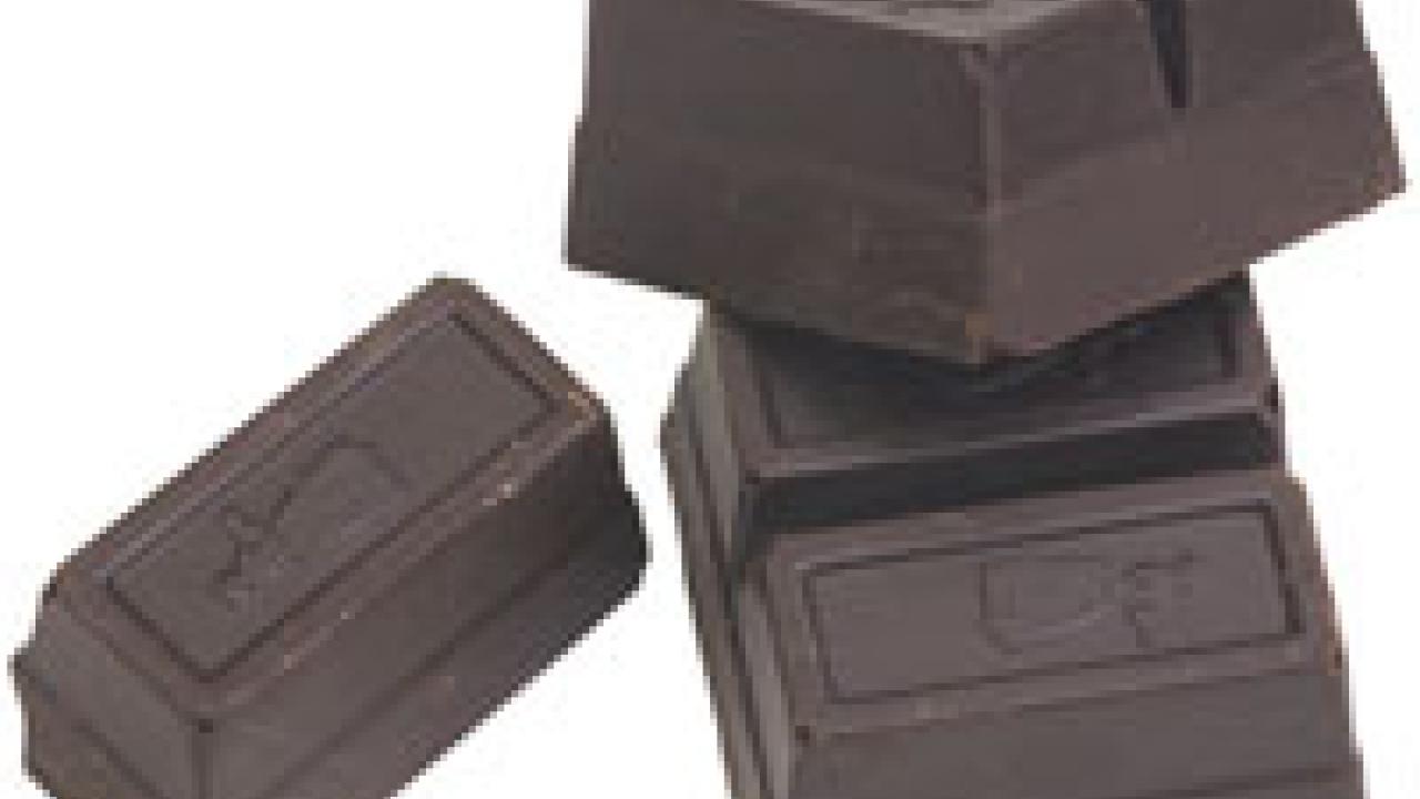 photo: three pieces of bar chocolate