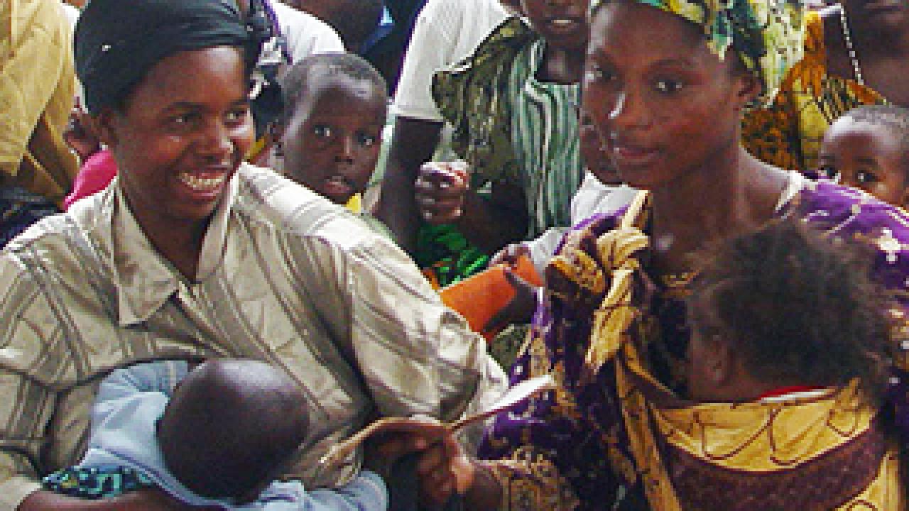 Two women with babies in an African hospital