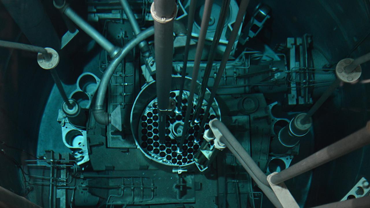 The blue glow of the McClellan Nuclear Research Center reactor.