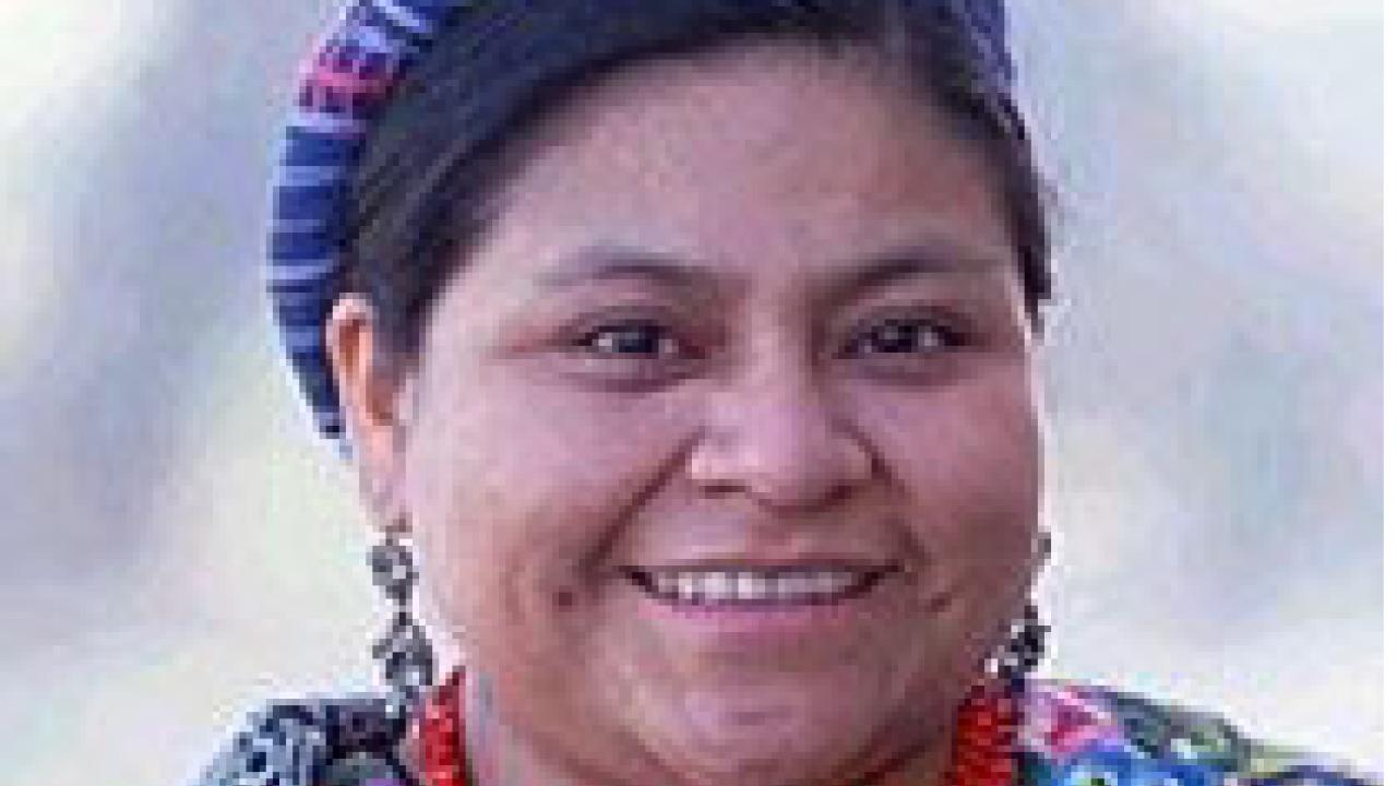 Photo: woman in Guatemalan headgear and clothing