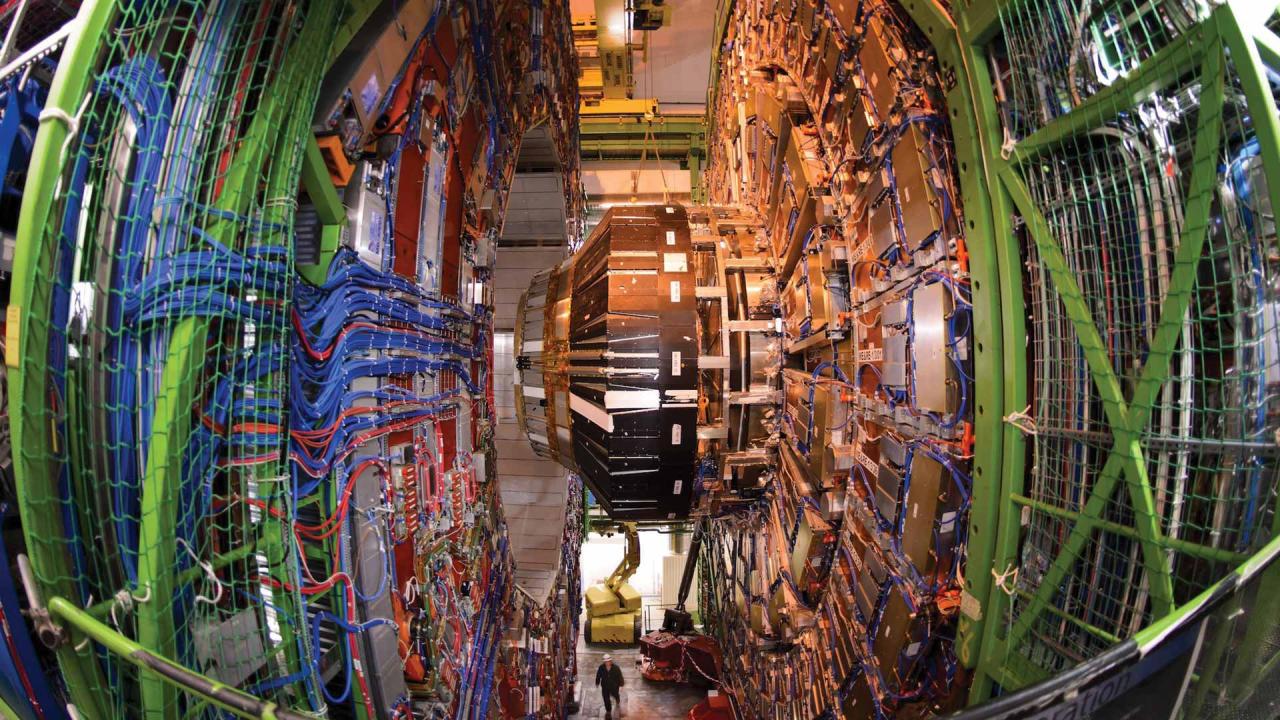 LargeHadronCollider_03 View of a large piece of complicated machinery that is several stories tall