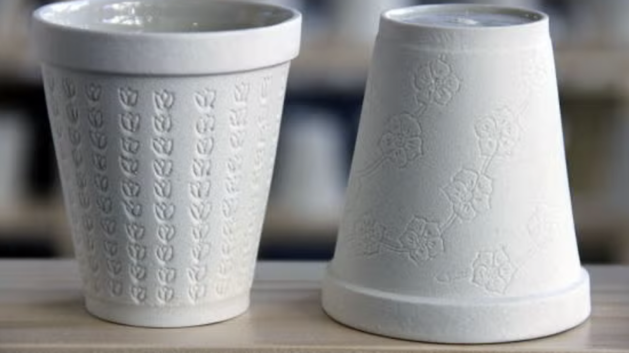 white Styrofoam cups in porcelain cast