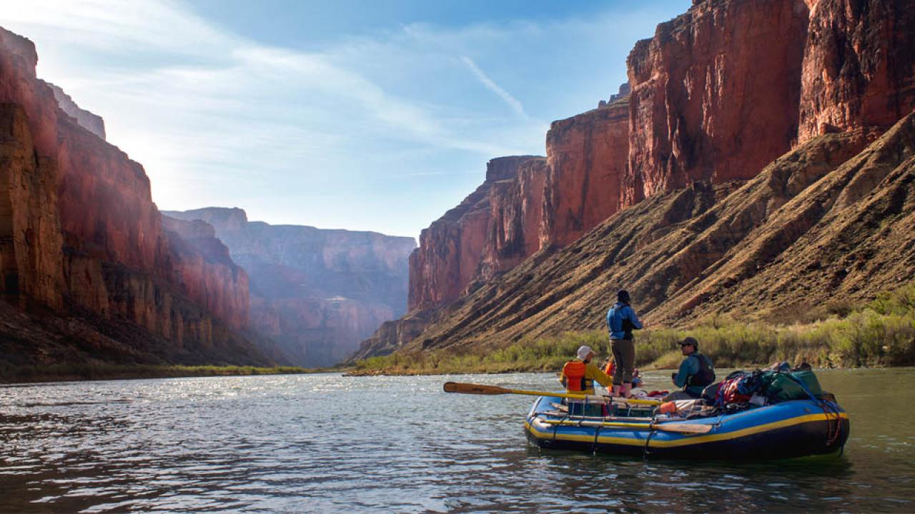 Students on a raft in the Colorado River