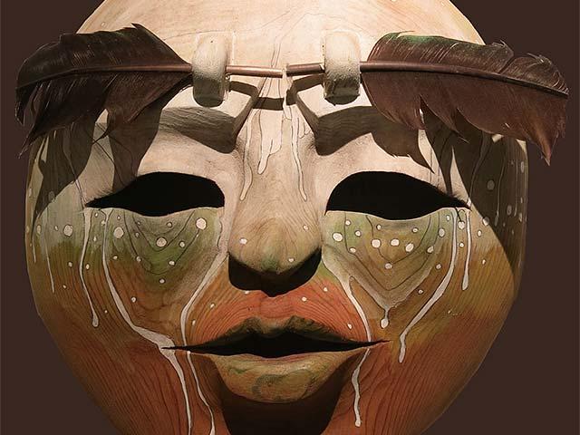 close up of a tribal mask artifact