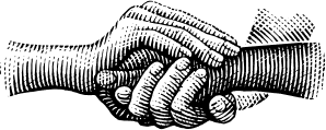 An illustration of two hands consoling each other