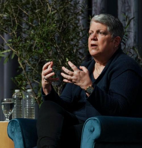 Janet Napolitano, gesturing