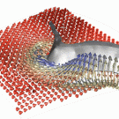 Graphic: model of the Earth's mantle with arrows flowing up a gray "crust"