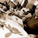 photo of Director Ellen Dean working with specimens at the UC Davis Herbarium