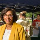 Photo: Dean Helene Dillard at UC Davis Farmers Market.