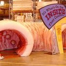 Visitors can tour a giant colon during the exhibit.