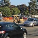 Two-way traffic in La Rue Road's northbound lanes