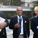 Left to right: Rory Hume, UC provost, Michael Brown, UC Academic Senate chair, and Bob Dynes, UC president, gather near the north steps of the state Capitol for UC Day 2008 on March 4 during a break in their meetings with lawmakers. 