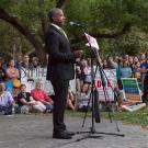 Gary May speaks at a Unity Rally.