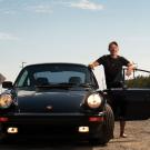 Kurt Kornbluth with a car he restored