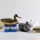 duck decoy sculptures colorfully painted