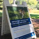 Warning sign, to keep dogs clear of water, along Arboretum Waterway