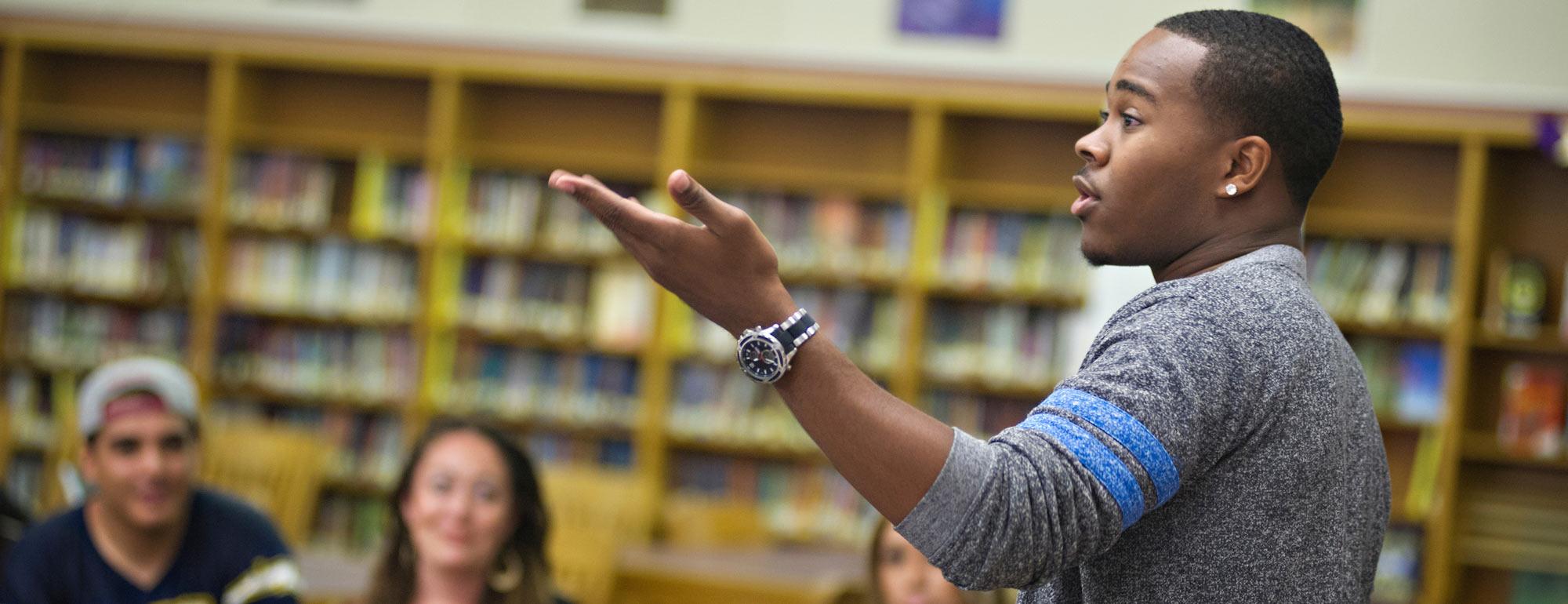 An English major performs a spoken word poem