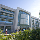 Exterior of the front of Shields Library